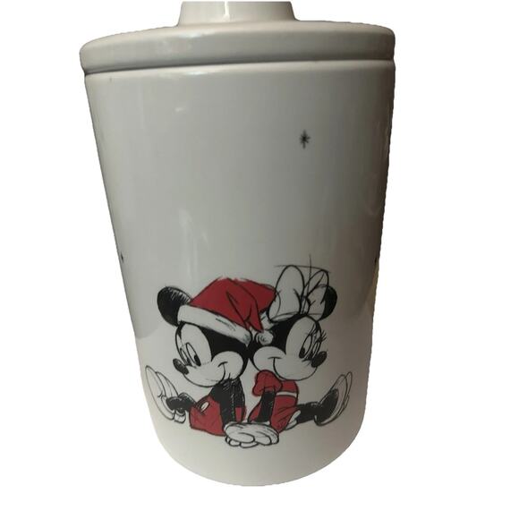 Disney White Mickey And Minnie Mouse Christmas Ceramic Canister - Picture 6 of 10
